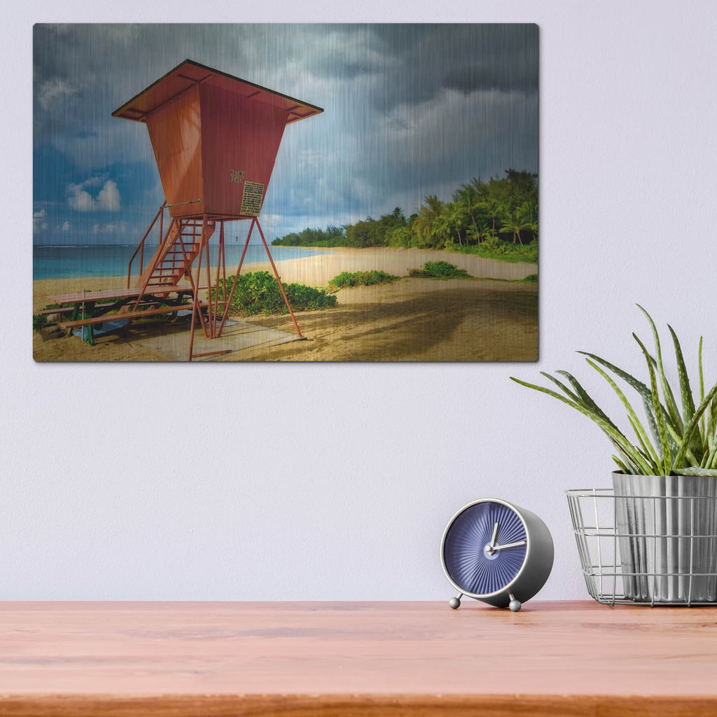 'Lifeguard Tower II' by Dennis Frates – Metal Wall Art, 16x12 room view