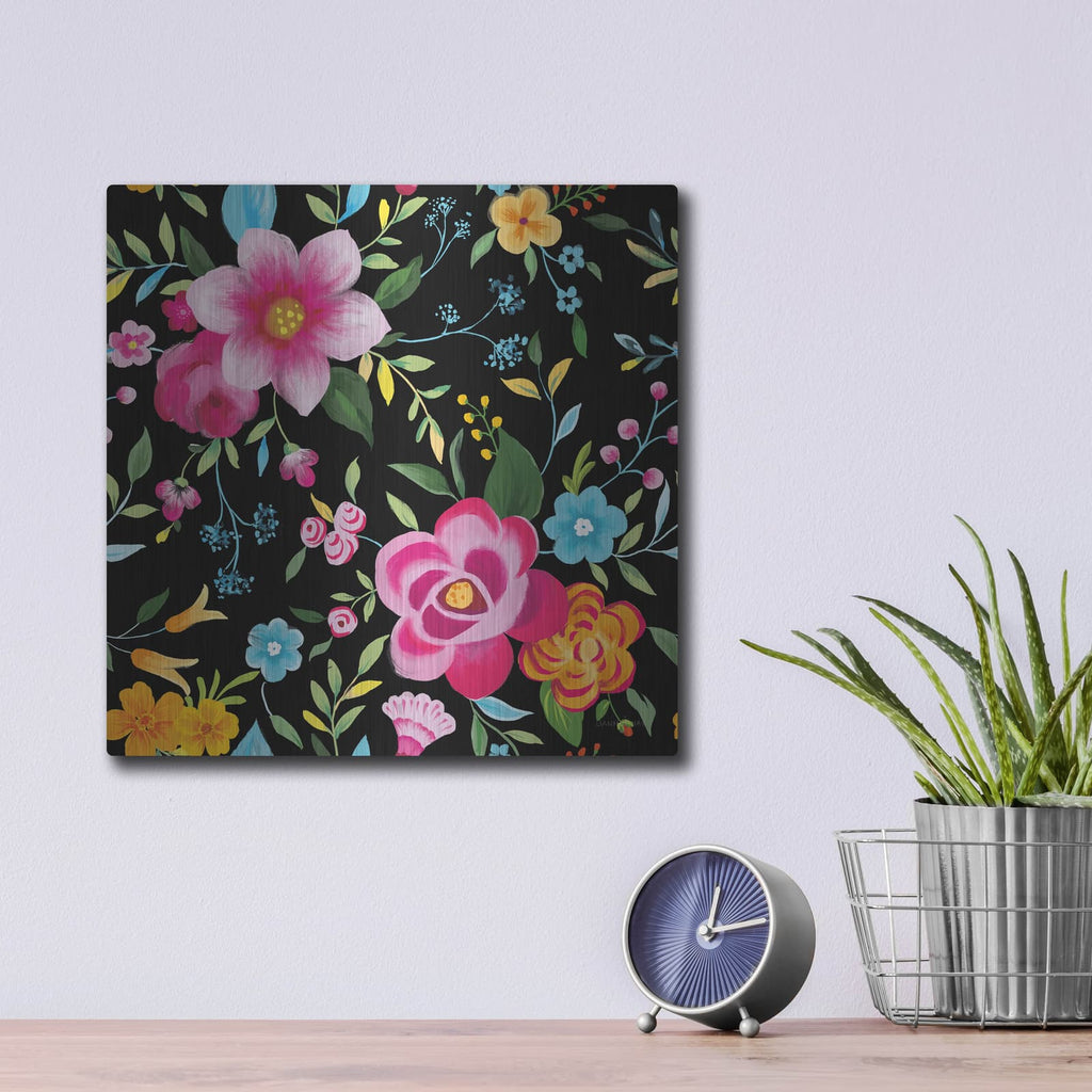 'Dia De Los Muertos Pattern Vib' by Danhui Nai – Metal Wall Art, 12x12 room view