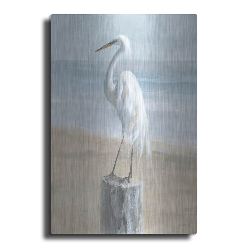 'Egret by The Sea Netural' by Danhui Nai – Metal Wall Art