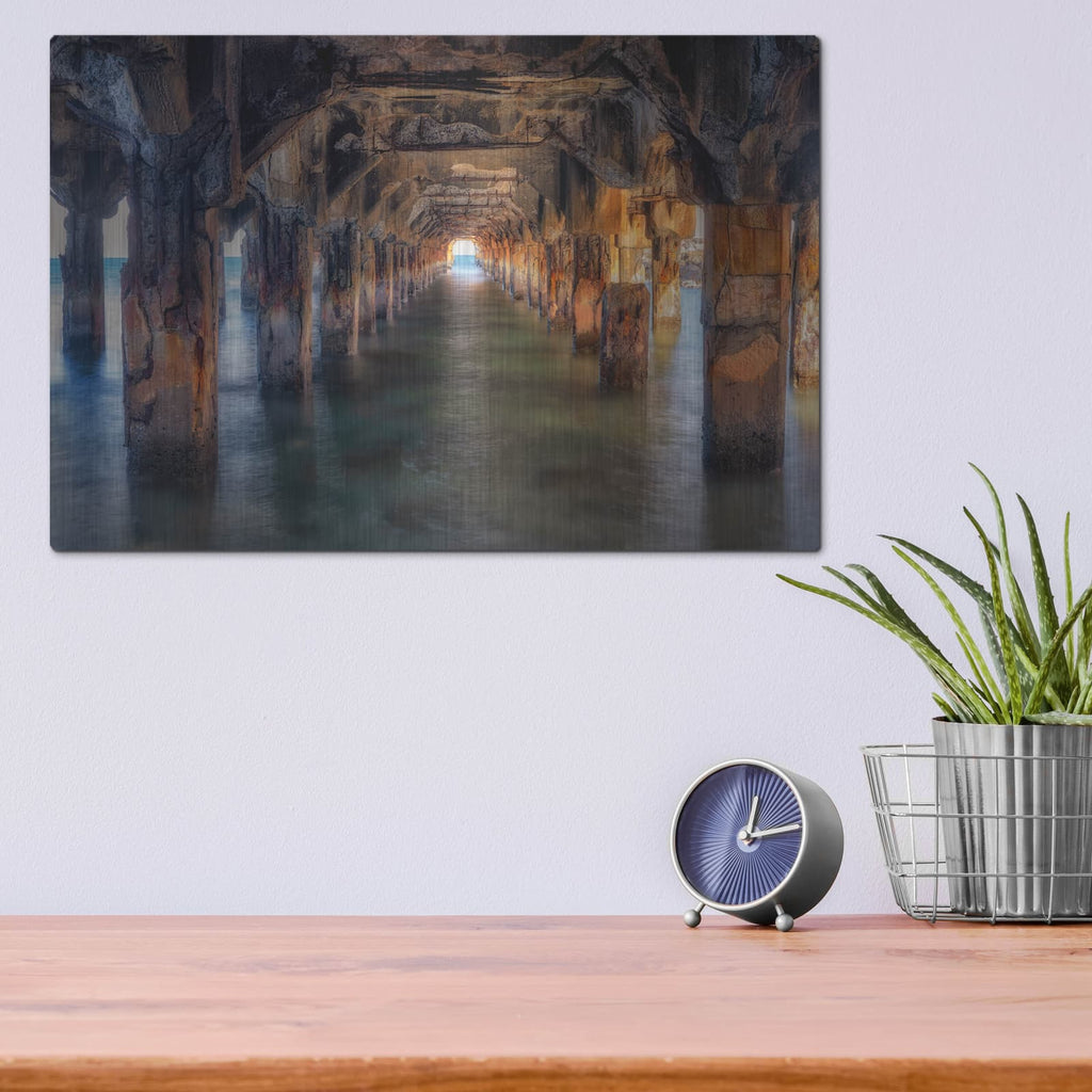 'Pier Under Here' by Dennis Frates – Metal Wall Art, 16x12 room view