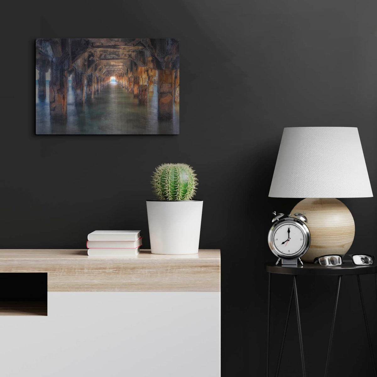 'Pier Under Here' by Dennis Frates – Metal Wall Art, 24x16 room view