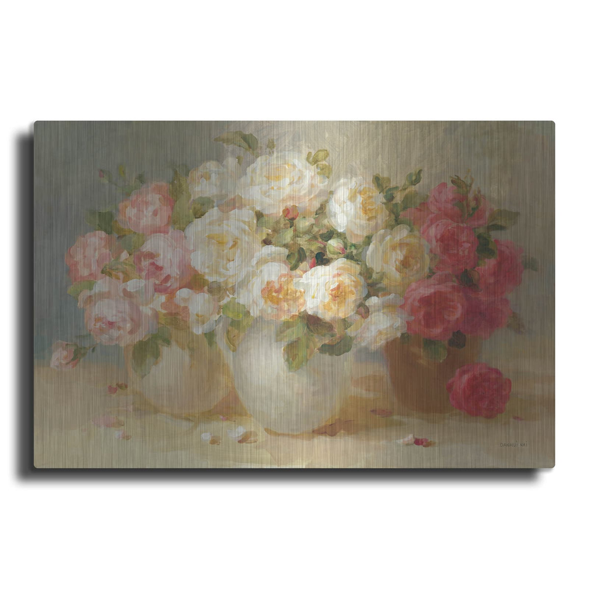 'English Rose Bouquets' by Danhui Nai – Metal Wall Art