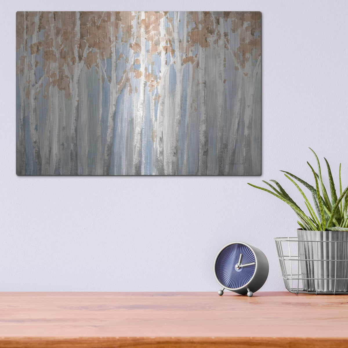 'Fall Birches' by Danhui Nai – Metal Wall Art, 16x12 room view