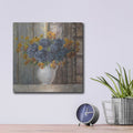 'Fall Dahlia Bouquet C Blue' by Danhui Nai – Metal Wall Art, 12x12 room view