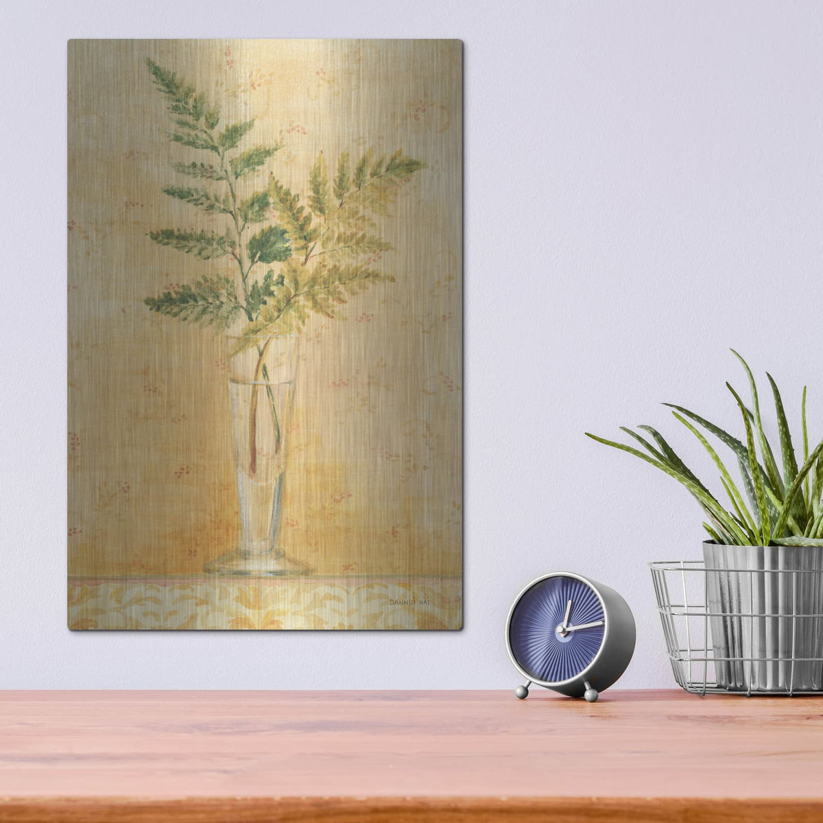 'Ferns In Glass Vase 1' by Danhui Nai – Metal Wall Art, 12x16 room view