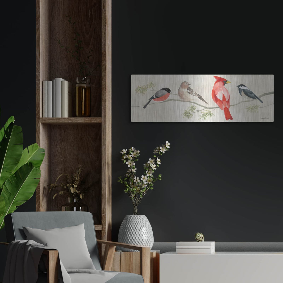 'Festive Friends 6' by Danhui Nai – Metal Wall Art, 36x12 room view