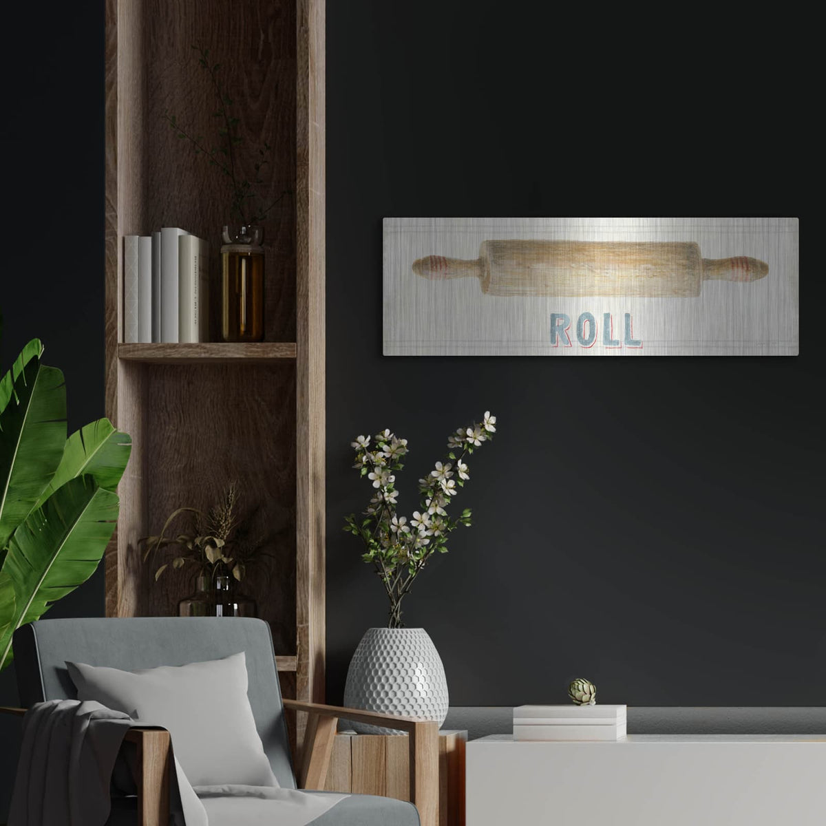 'Floursack Kitchen Sign 2 C' by Danhui Nai – Metal Wall Art, 36x12 room view