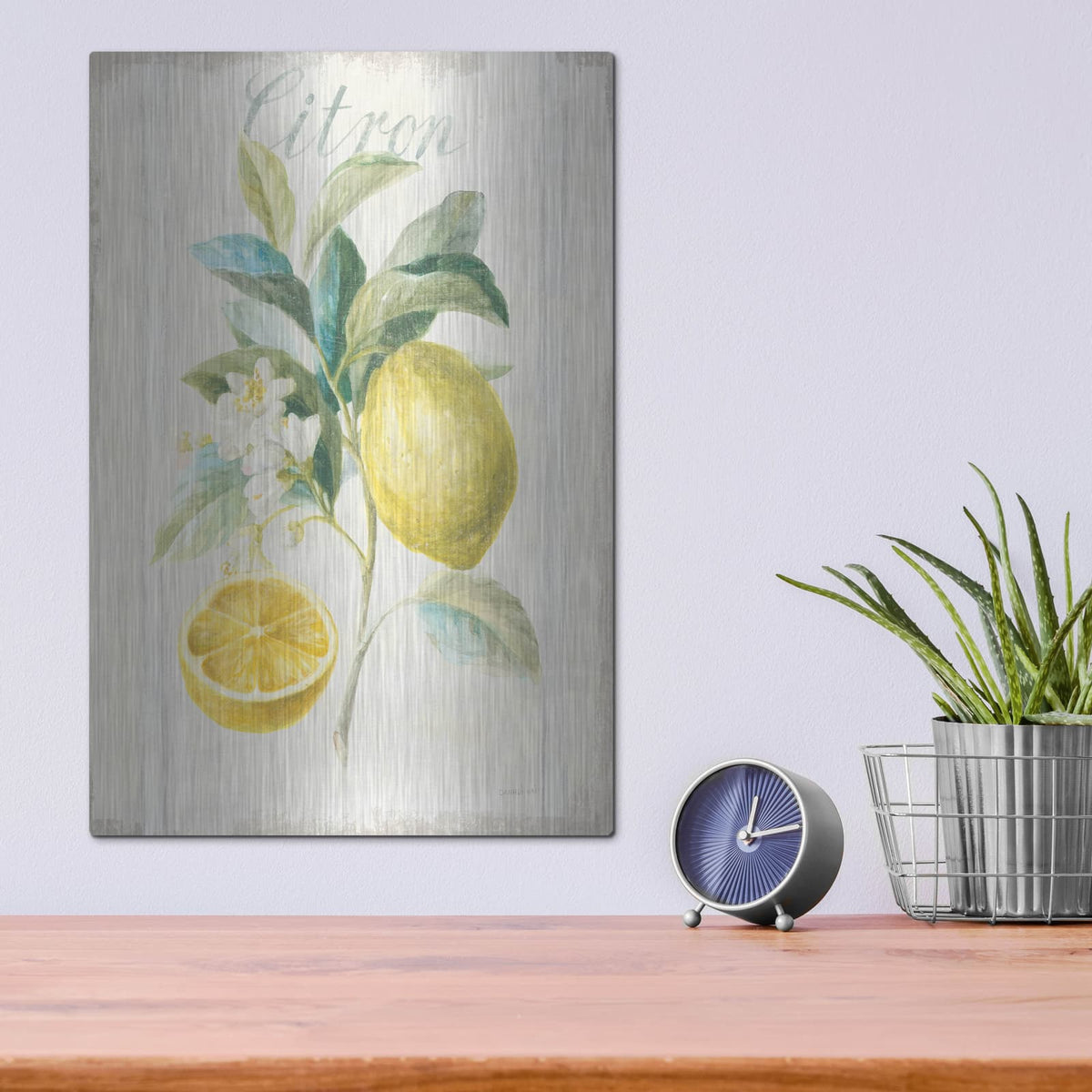 'Floursack Lemon 4 V2' by Danhui Nai – Metal Wall Art, 12x16 room view