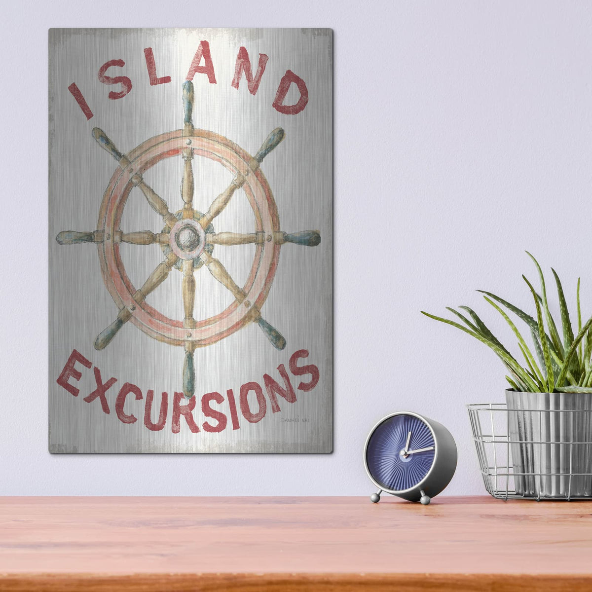 'Floursack Nautical 4 Red' by Danhui Nai – Metal Wall Art, 12x16 room view