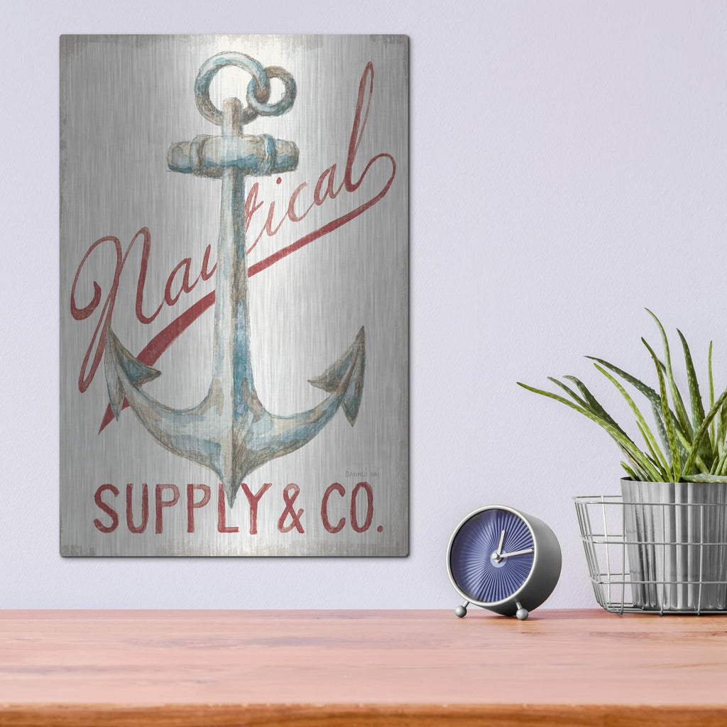 'Floursack Nautical 5 Red' by Danhui Nai – Metal Wall Art, 12x16 room view