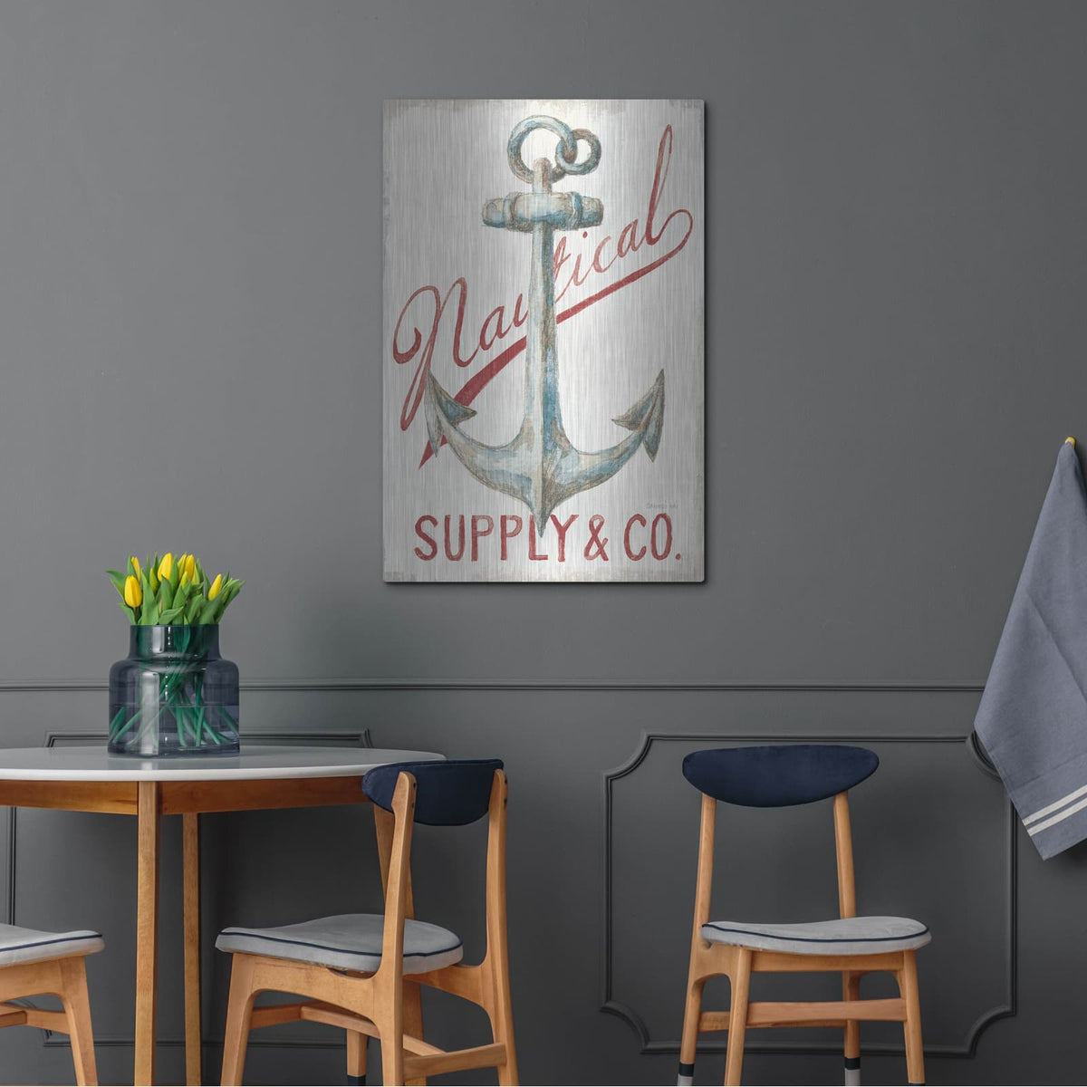 'Floursack Nautical 5 Red' by Danhui Nai – Metal Wall Art, 24x36 room view