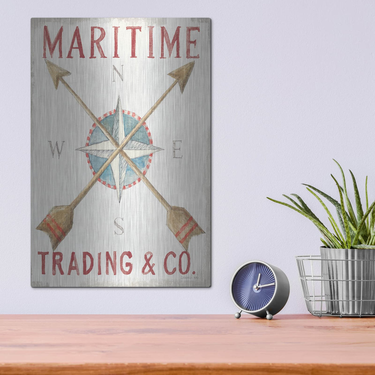 'Floursack Nautical 6 Red' by Danhui Nai – Metal Wall Art, 12x16 room view