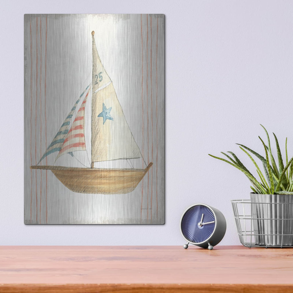 'Floursack Nautical 7 No Words' by Danhui Nai – Metal Wall Art, 12x16 room view