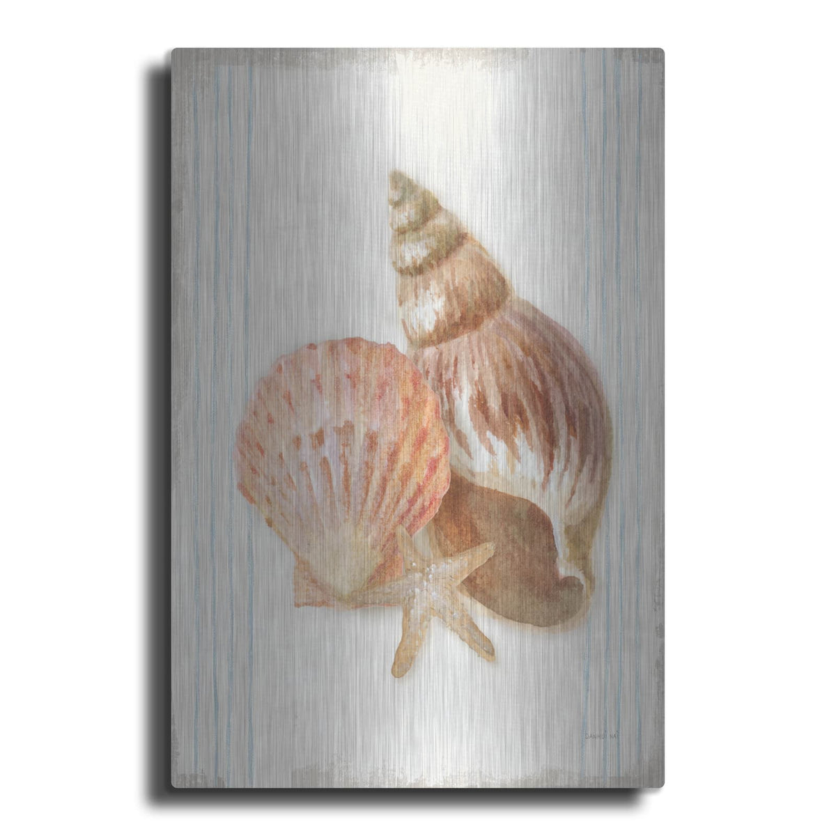 'Floursack Nautical Shells 1' by Danhui Nai – Metal Wall Art