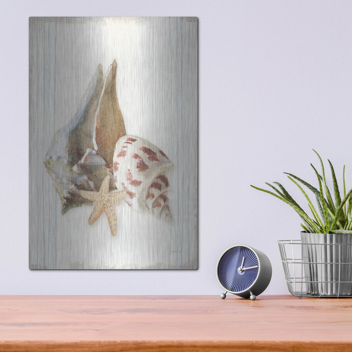 'Floursack Nautical Shells 2' by Danhui Nai – Metal Wall Art, 12x16 room view