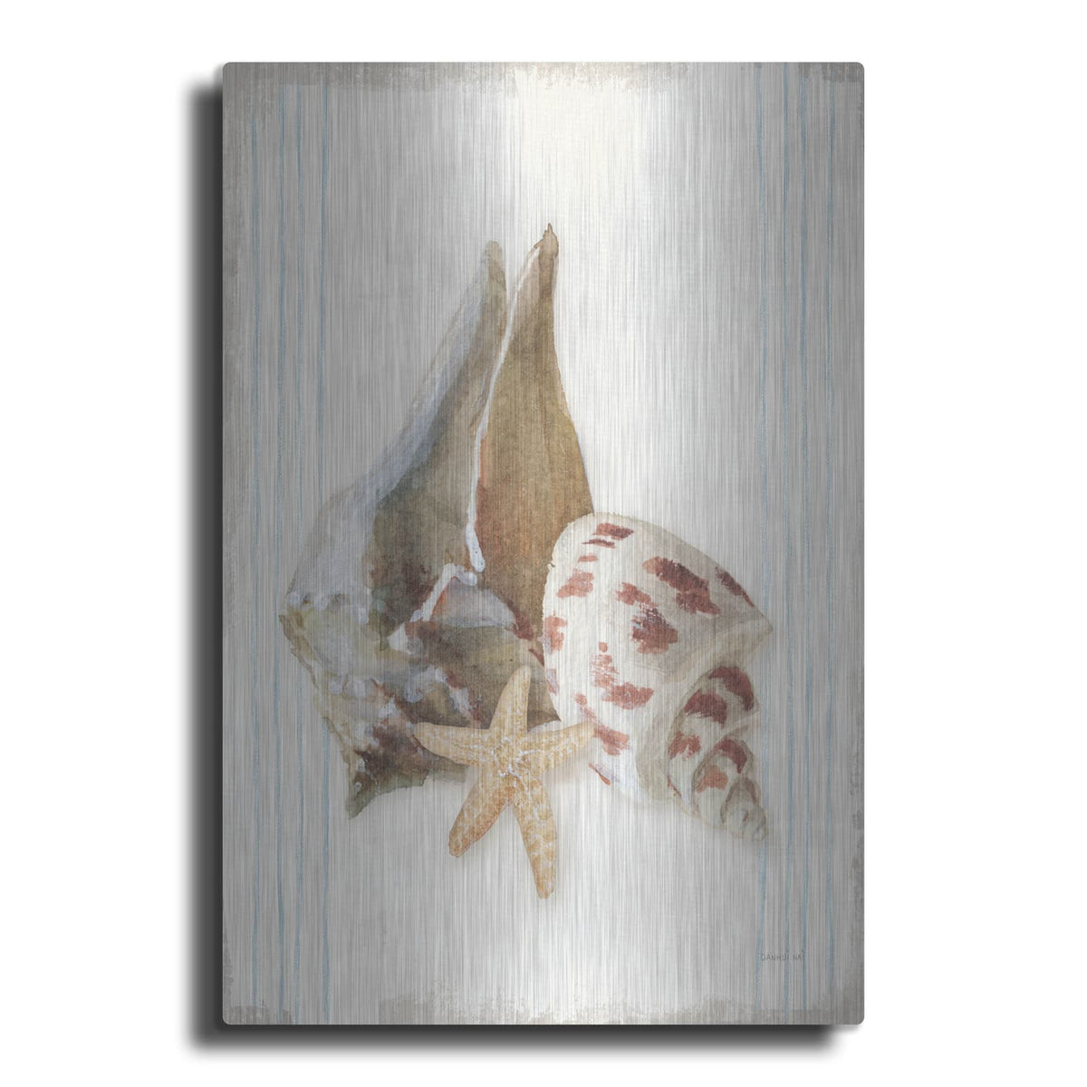 'Floursack Nautical Shells 2' by Danhui Nai – Metal Wall Art