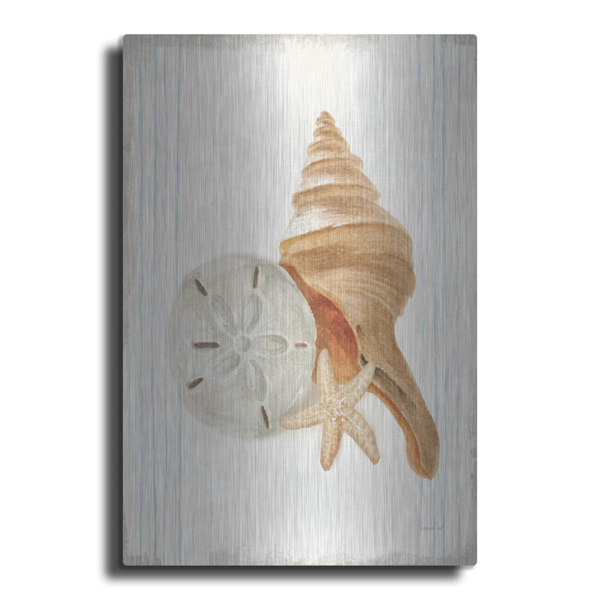 'Floursack Nautical Shells 3' by Danhui Nai – Metal Wall Art