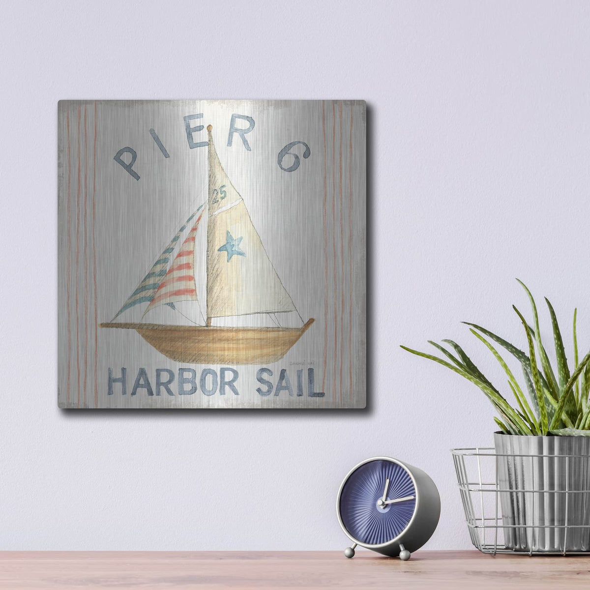 'Floursack Nautical Square 7' by Danhui Nai – Metal Wall Art, 12x12 room view
