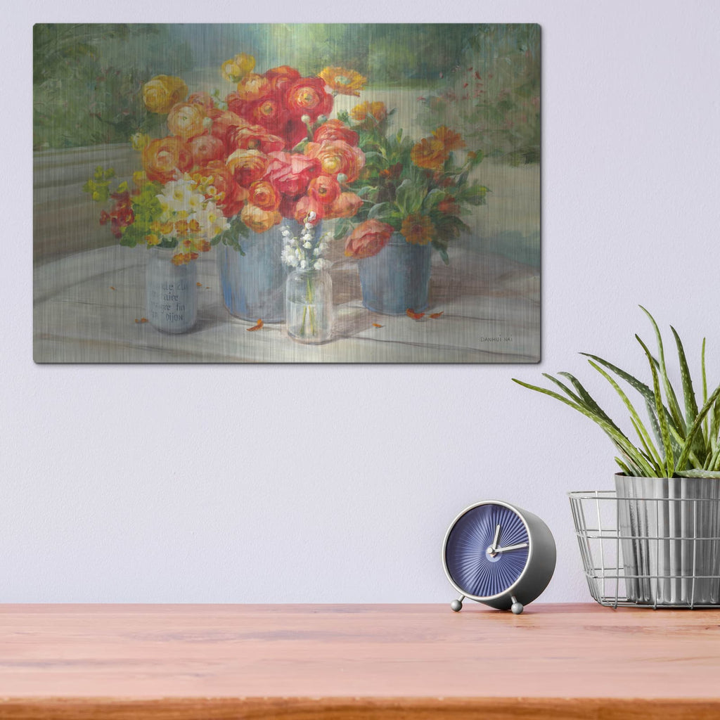 'Flowers From The Garden' by Danhui Nai – Metal Wall Art, 16x12 room view