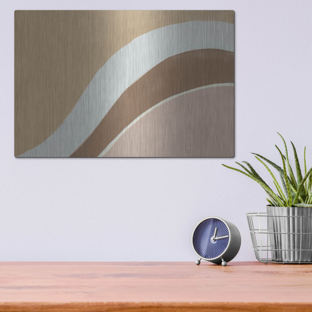 'Flowing 2 Neutral C' by Danhui Nai – Metal Wall Art, 16x12 room view