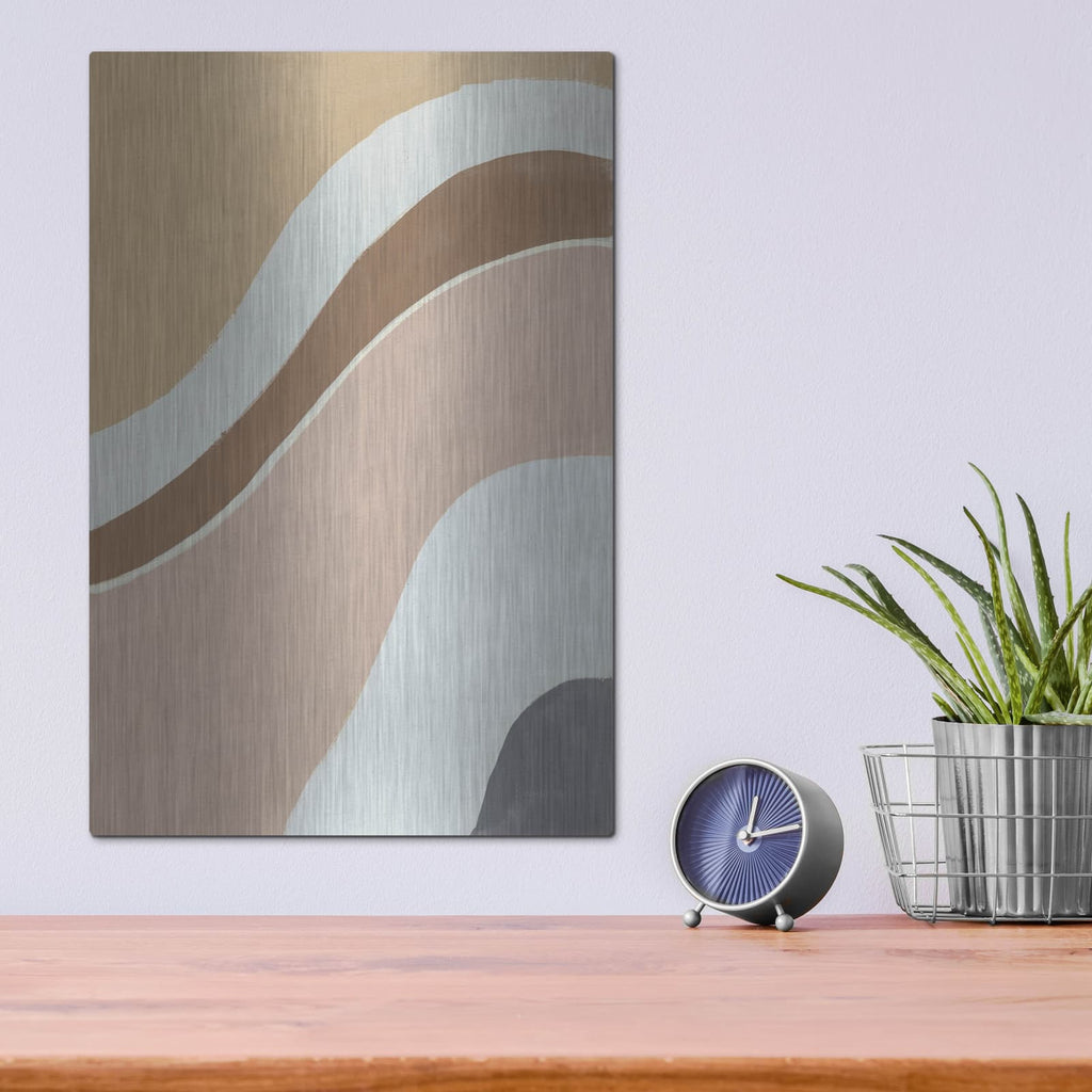 'Flowing 2 Neutral' by Danhui Nai – Metal Wall Art, 12x16 room view