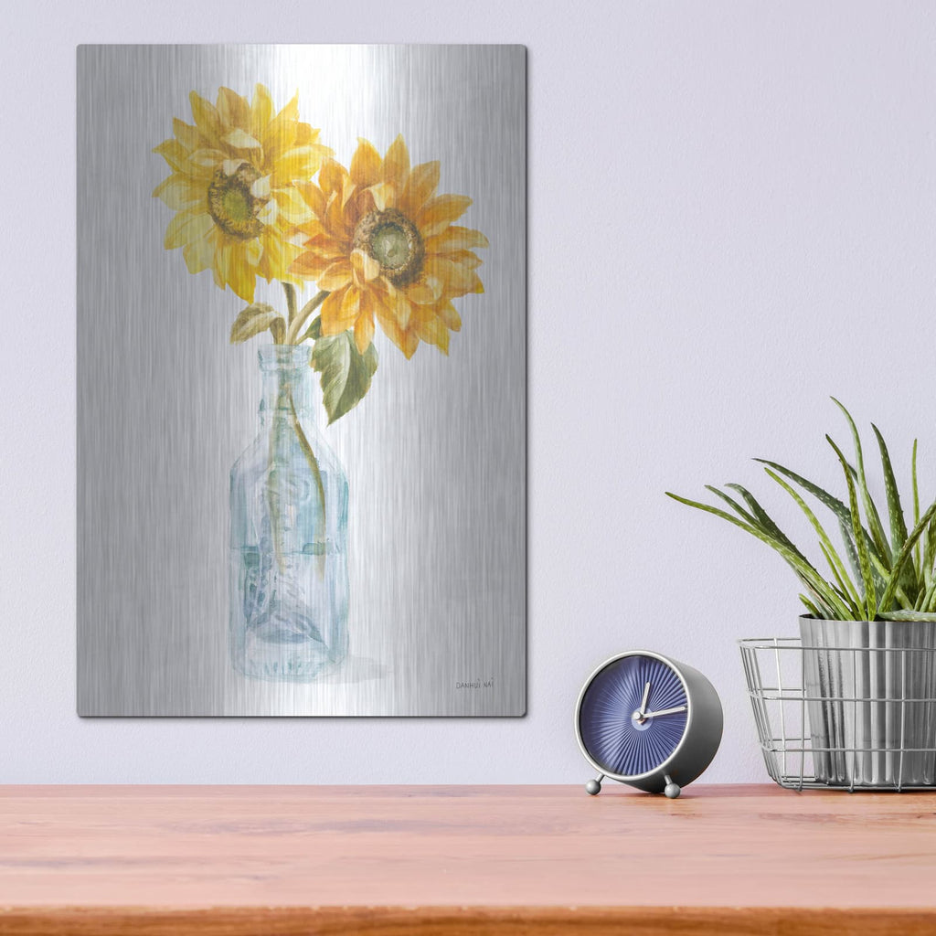 'Fresh Cut Sunflowers 1' by Danhui Nai – Metal Wall Art, 12x16 room view