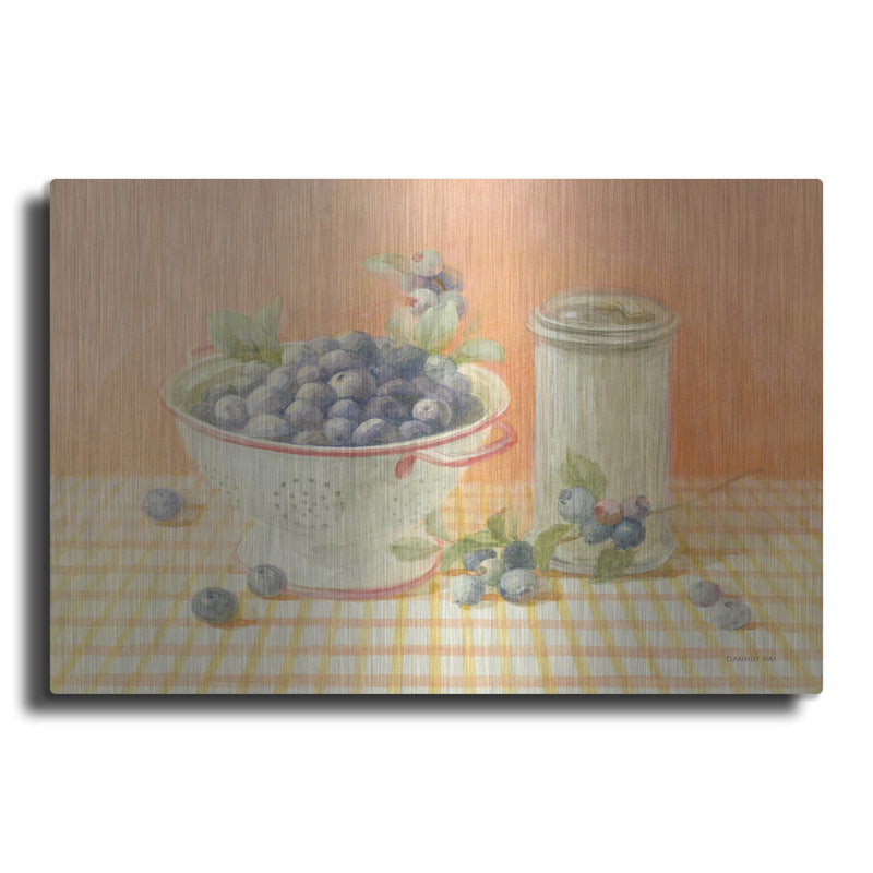 'Fresh Picked Blueberries' by Danhui Nai – Metal Wall Art