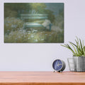 'Garden Bench With Daisy Bouquet' by Danhui Nai – Metal Wall Art, 16x12 room view