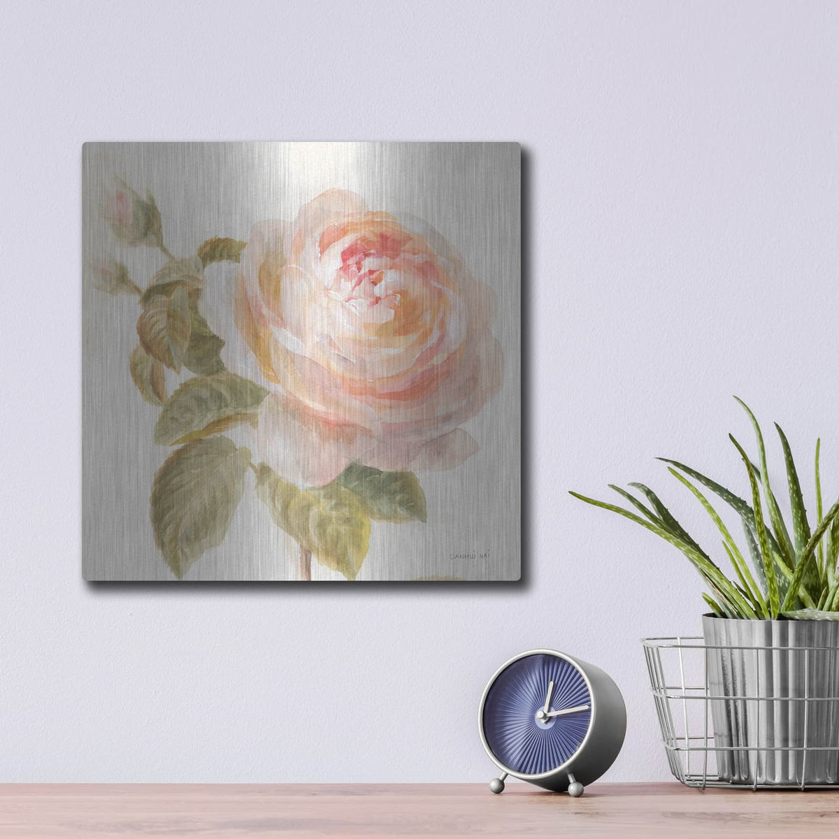 'Garden Rose C' by Danhui Nai – Metal Wall Art, 12x12 room view
