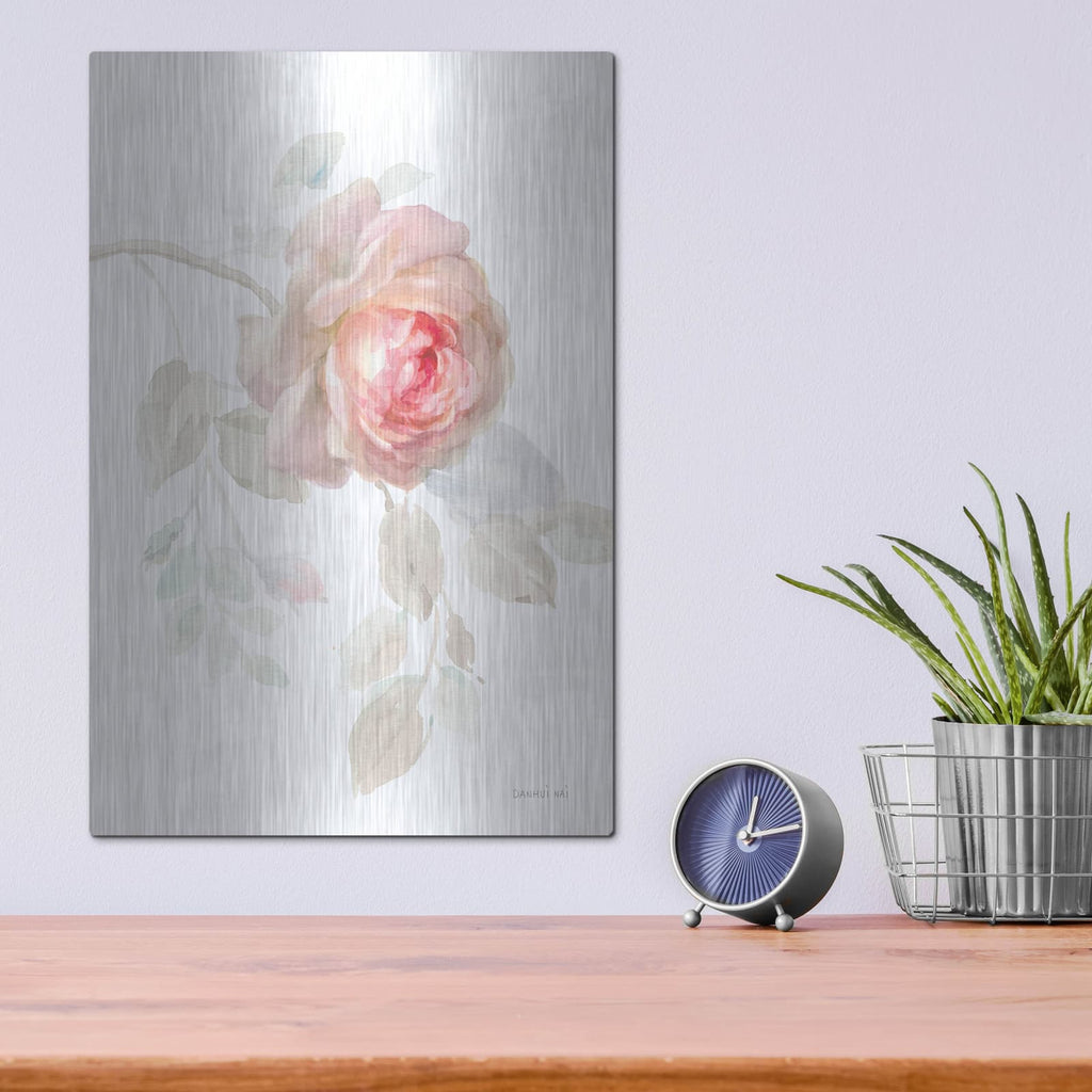 'Gentle Rose 1' by Danhui Nai – Metal Wall Art, 12x16 room view