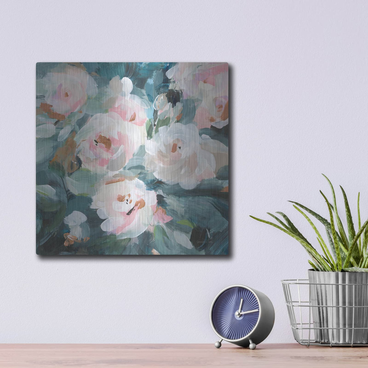 'Glimpses Of Roses 1' by Danhui Nai – Metal Wall Art, 12x12 room view
