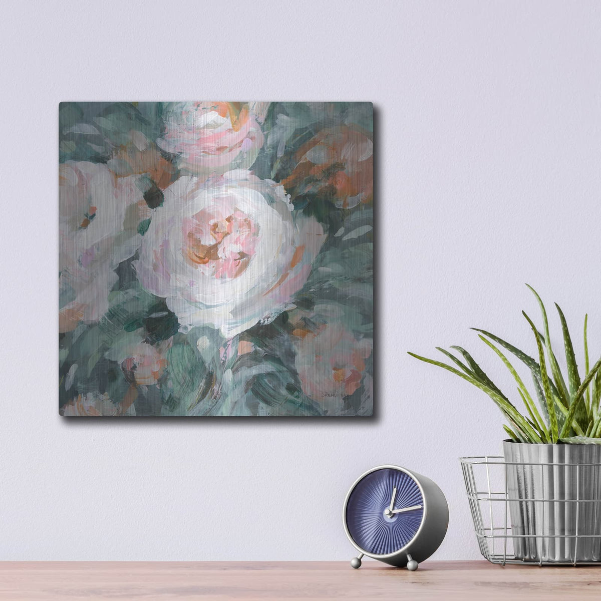 'Glimpses Of Roses 3' by Danhui Nai – Metal Wall Art, 12x12 room view