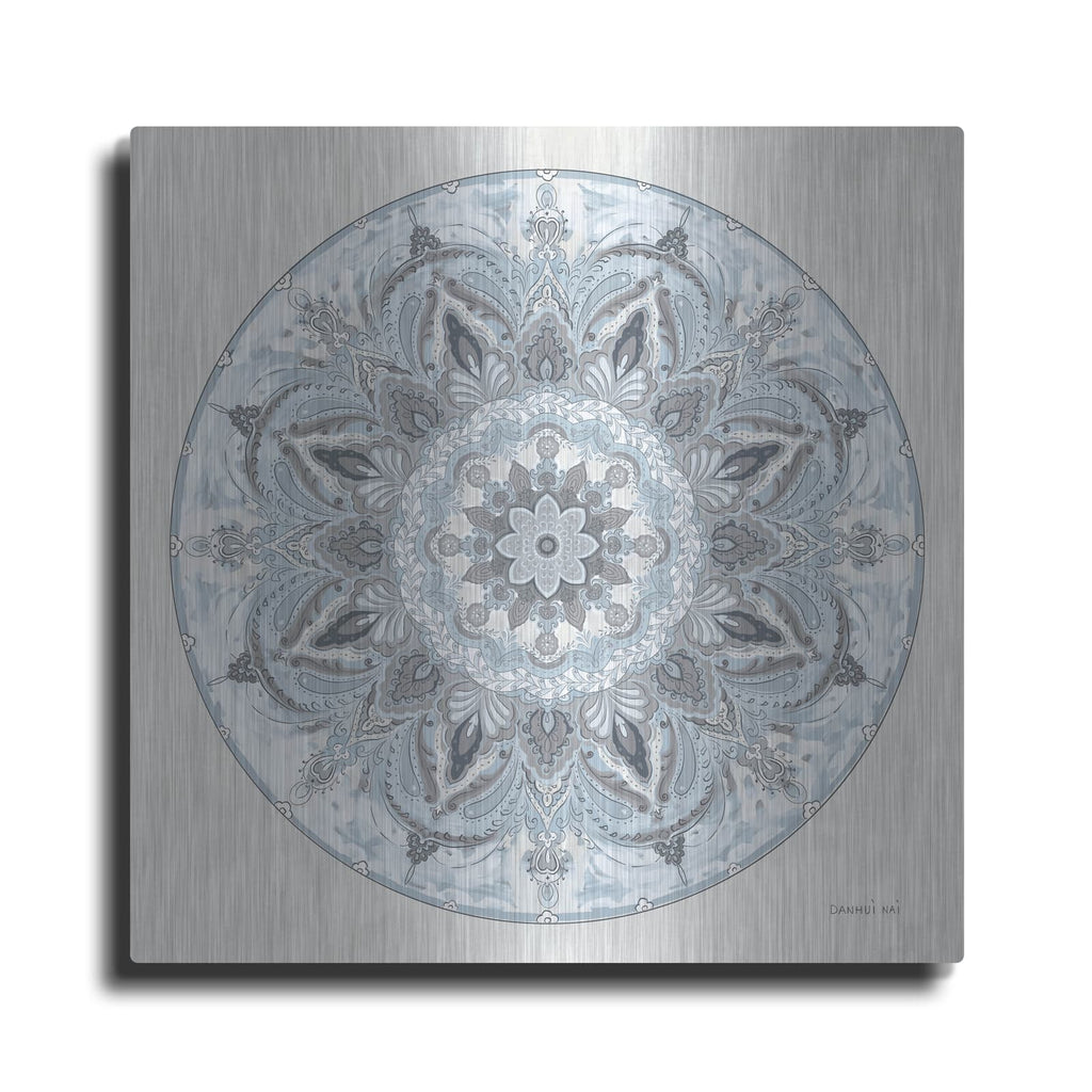 'Goa Mandala 1 Dusty Blue' by Danhui Nai – Metal Wall Art