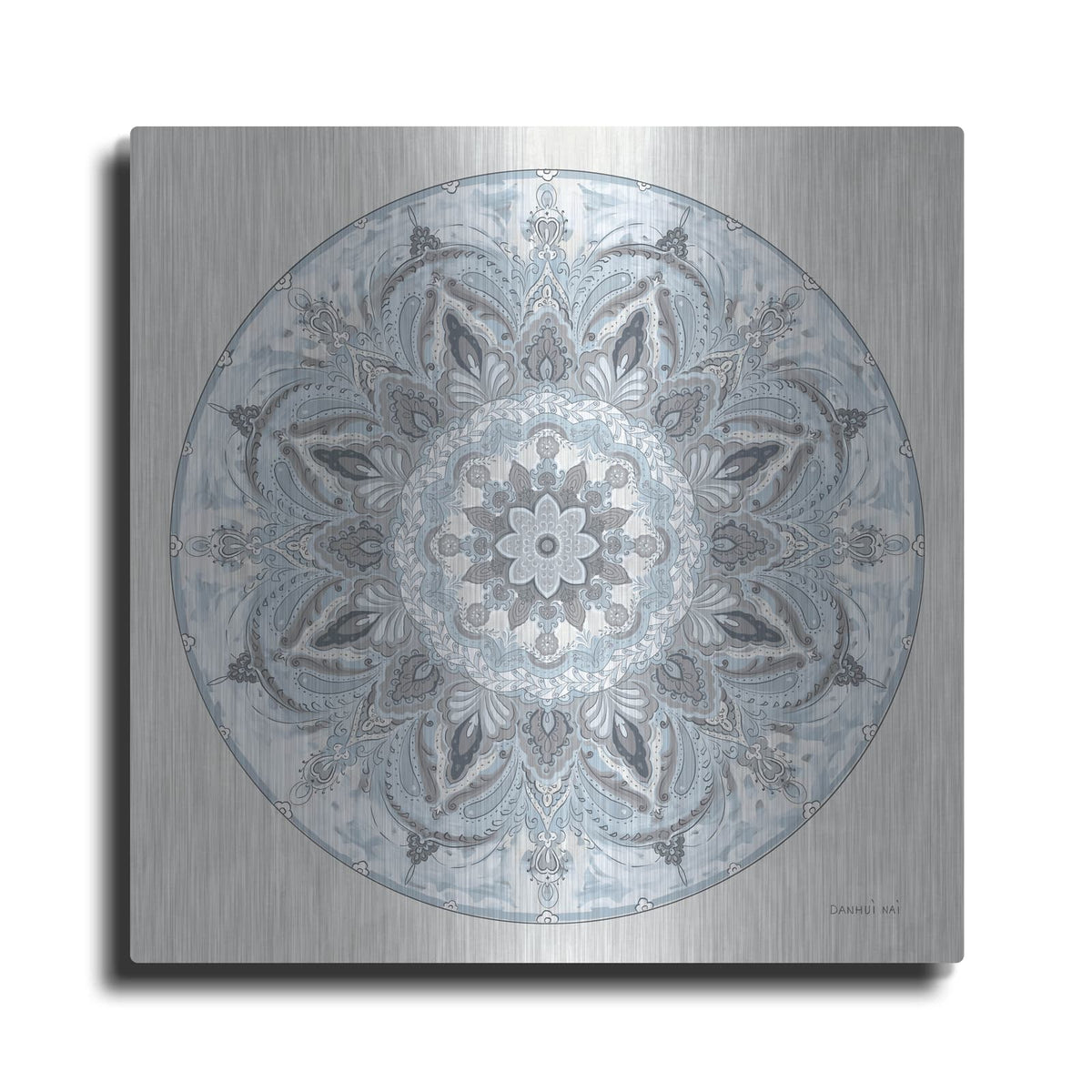 'Goa Mandala 1 Dusty Blue' by Danhui Nai – Metal Wall Art