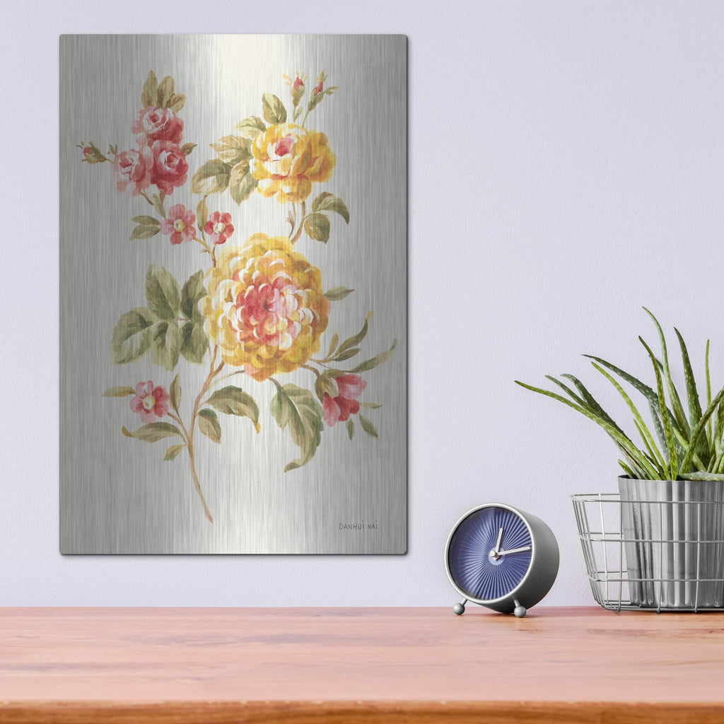 'Golden Flowers 2' by Danhui Nai – Metal Wall Art, 12x16 room view