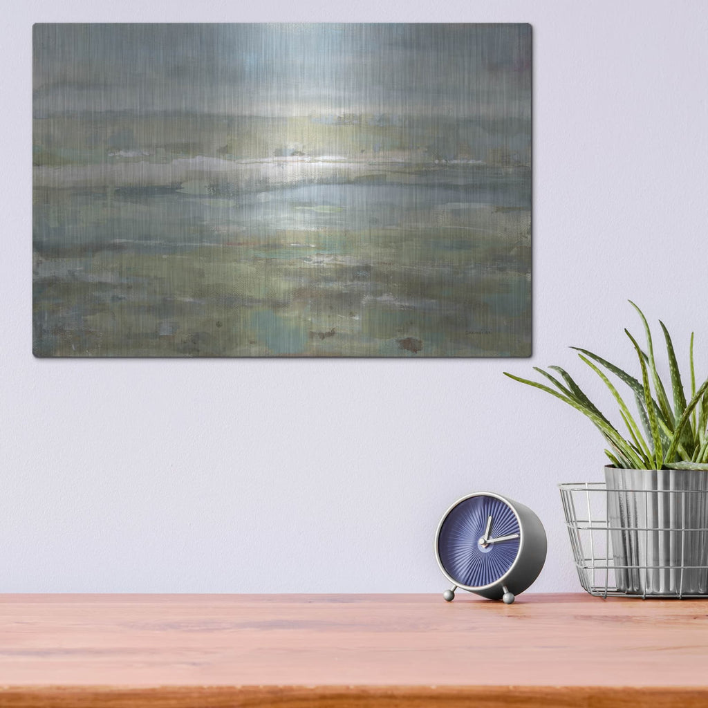'Gray Blue Field' by Danhui Nai – Metal Wall Art, 16x12 room view
