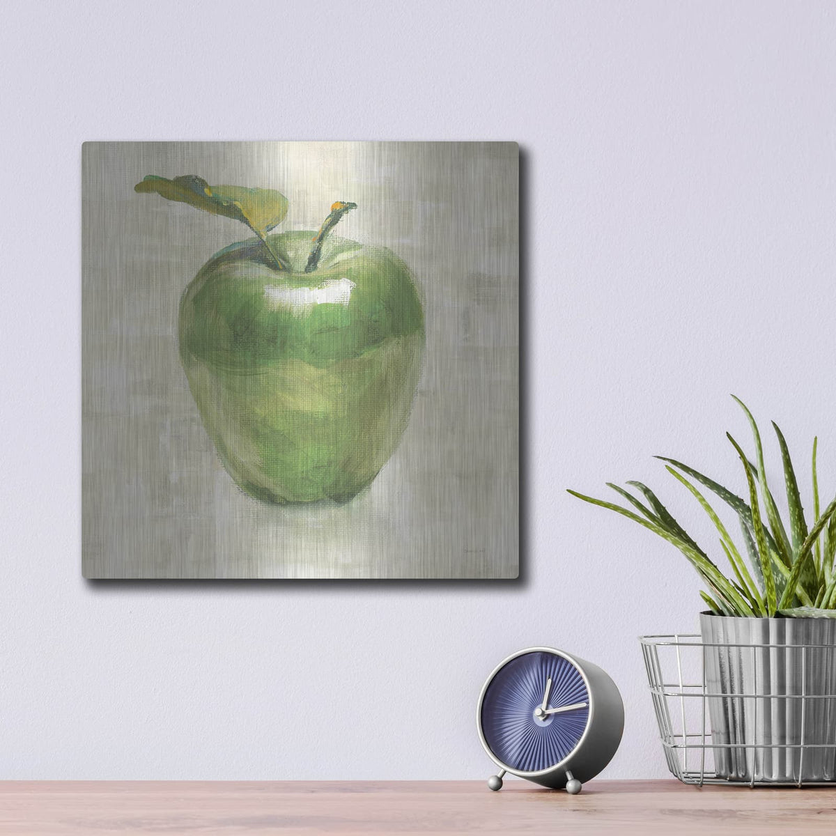 'Green Apple' by Danhui Nai – Metal Wall Art, 12x12 room view