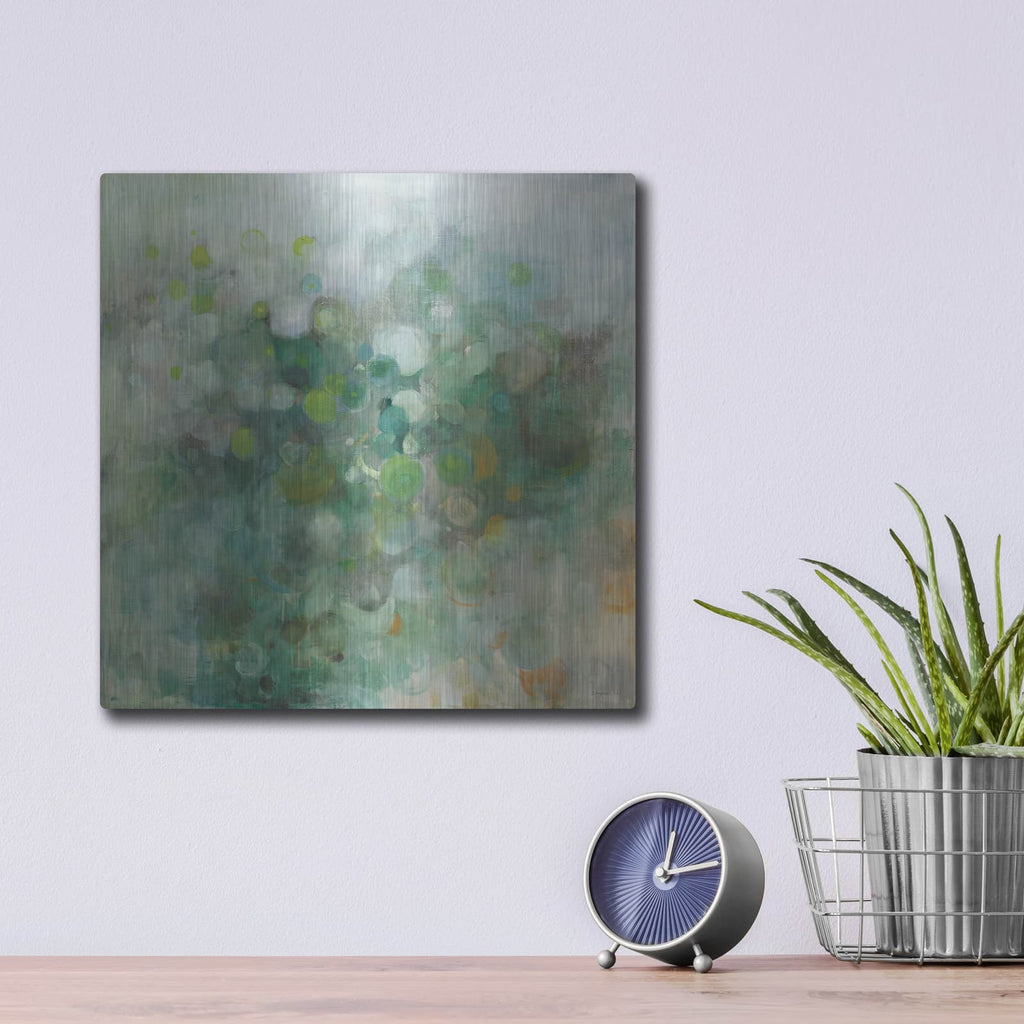 'Green Mist' by Danhui Nai – Metal Wall Art, 12x12 room view