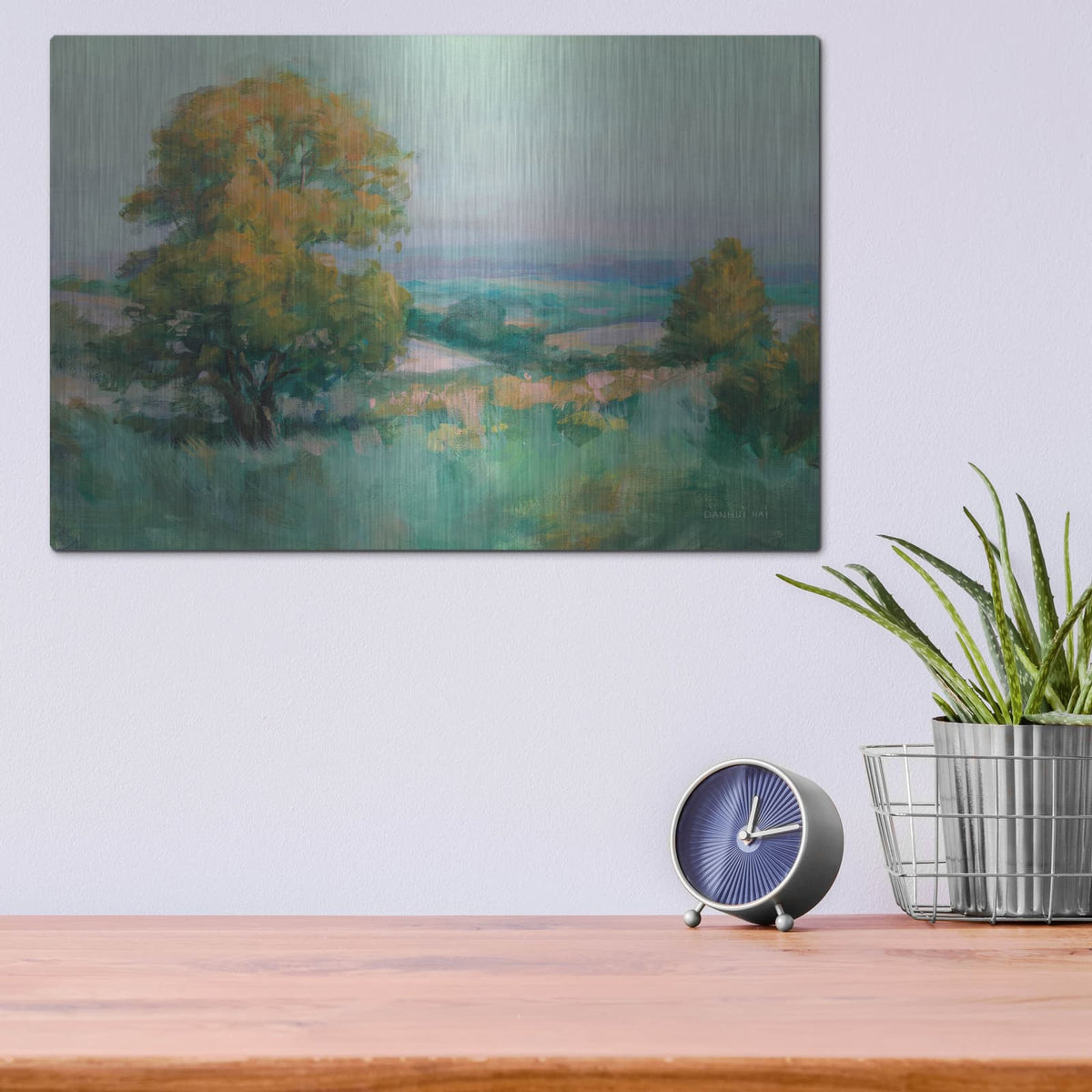 'Hilltop Oak' by Danhui Nai – Metal Wall Art, 16x12 room view