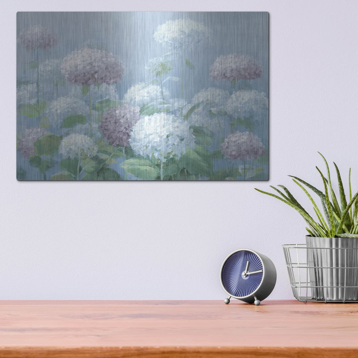 'Hydrangea Garden' by Danhui Nai – Metal Wall Art, 16x12 room view