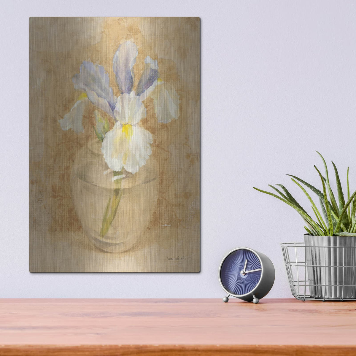 'Iris Blossom In Glass' by Danhui Nai – Metal Wall Art, 12x16 room view