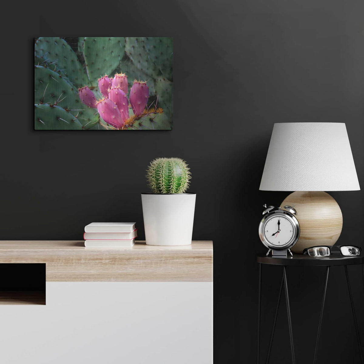 'Pink Cactus' by Dennis Frates – Metal Wall Art, 24x16 room view