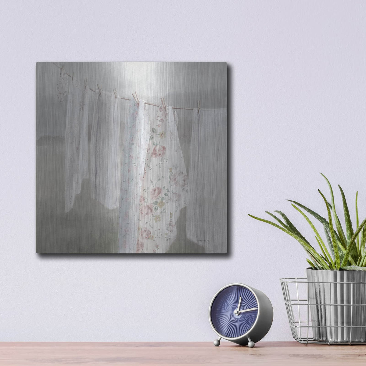 'Laundry Day 1 Neutral' by Danhui Nai – Metal Wall Art, 12x12 room view