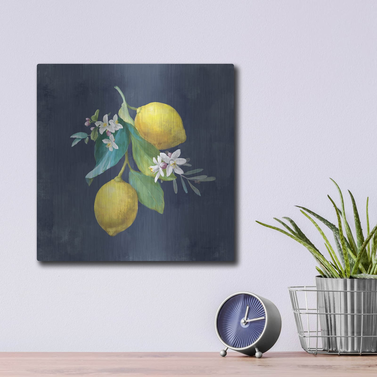 'Lemon Branches 2' by Danhui Nai – Metal Wall Art, 12x12 room view