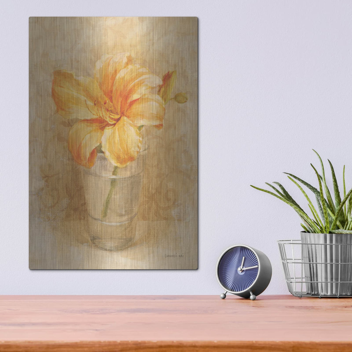 'Lily Blossom In Glass' by Danhui Nai – Metal Wall Art, 12x16 room view