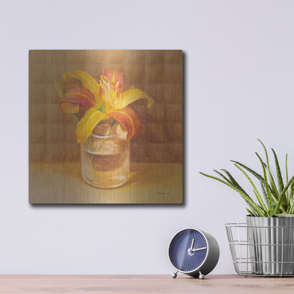 'Lily In Glass' by Danhui Nai – Metal Wall Art, 12x12 room view