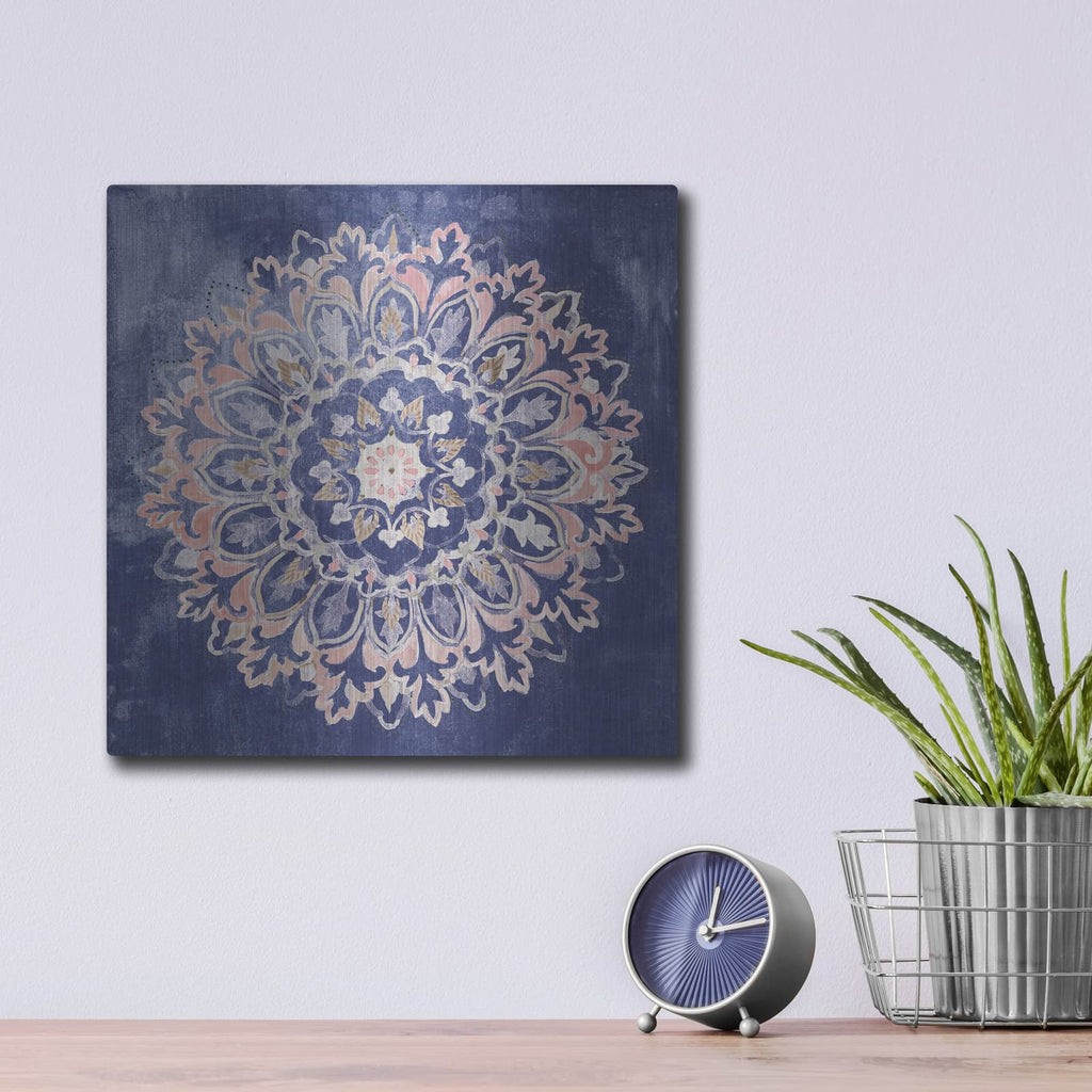 'Mandala Delight 2 Navy' by Danhui Nai – Metal Wall Art, 12x12 room view