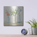 'Marmalade Flowers 2 Linen' by Danhui Nai – Metal Wall Art, 12x12 room view