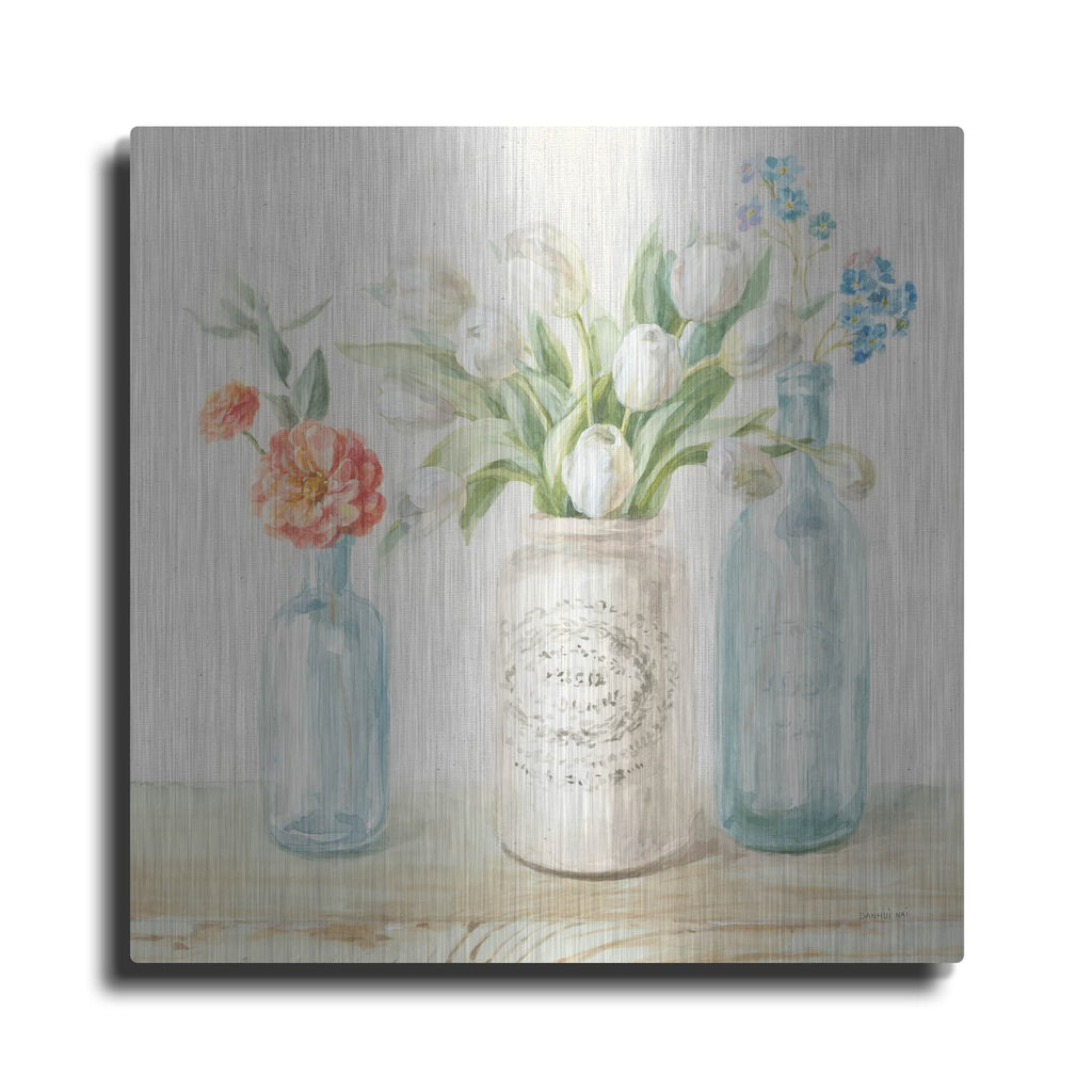 'Marmalade Flowers 2 Linen' by Danhui Nai – Metal Wall Art