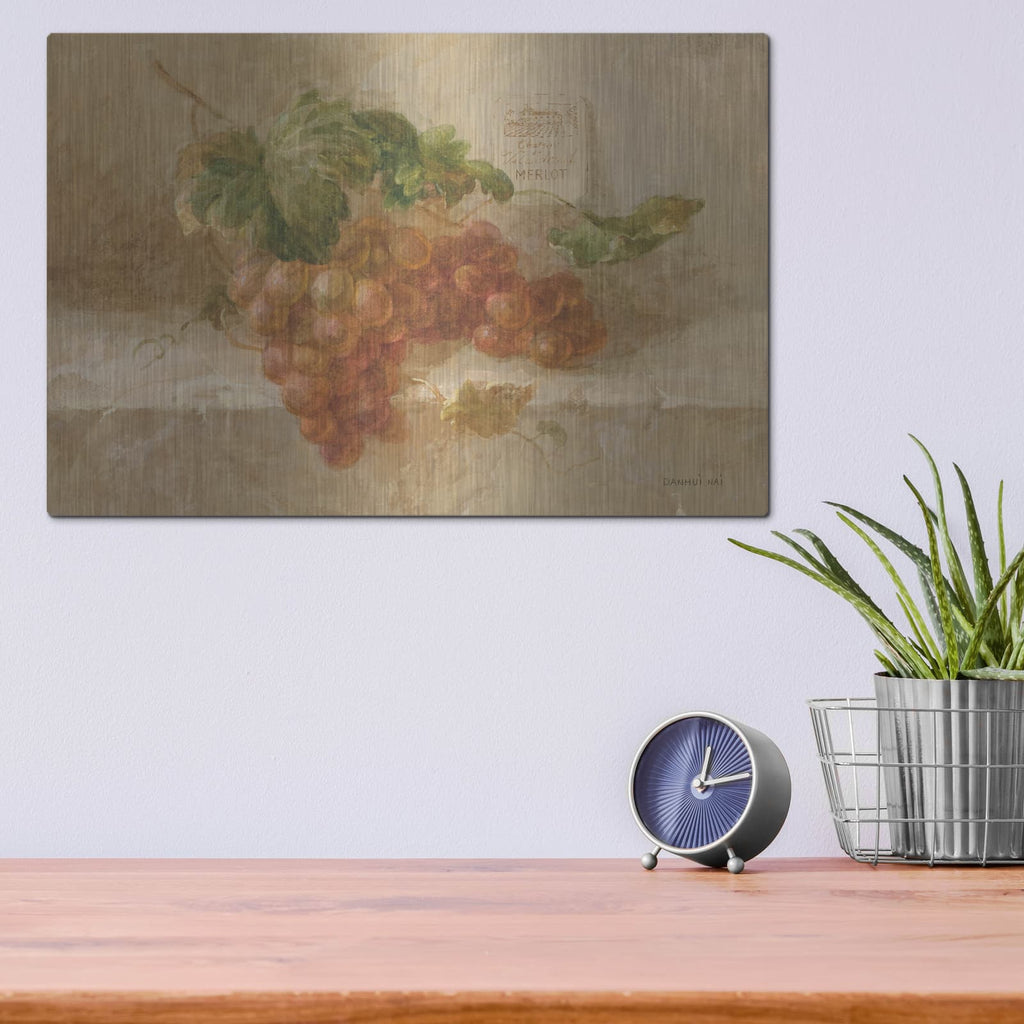 'Merlot Grapes' by Danhui Nai – Metal Wall Art, 16x12 room view